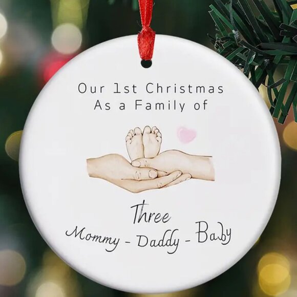 1st Christmas as a Family of 3 Ceramic Ornament - Picture 1 of 3